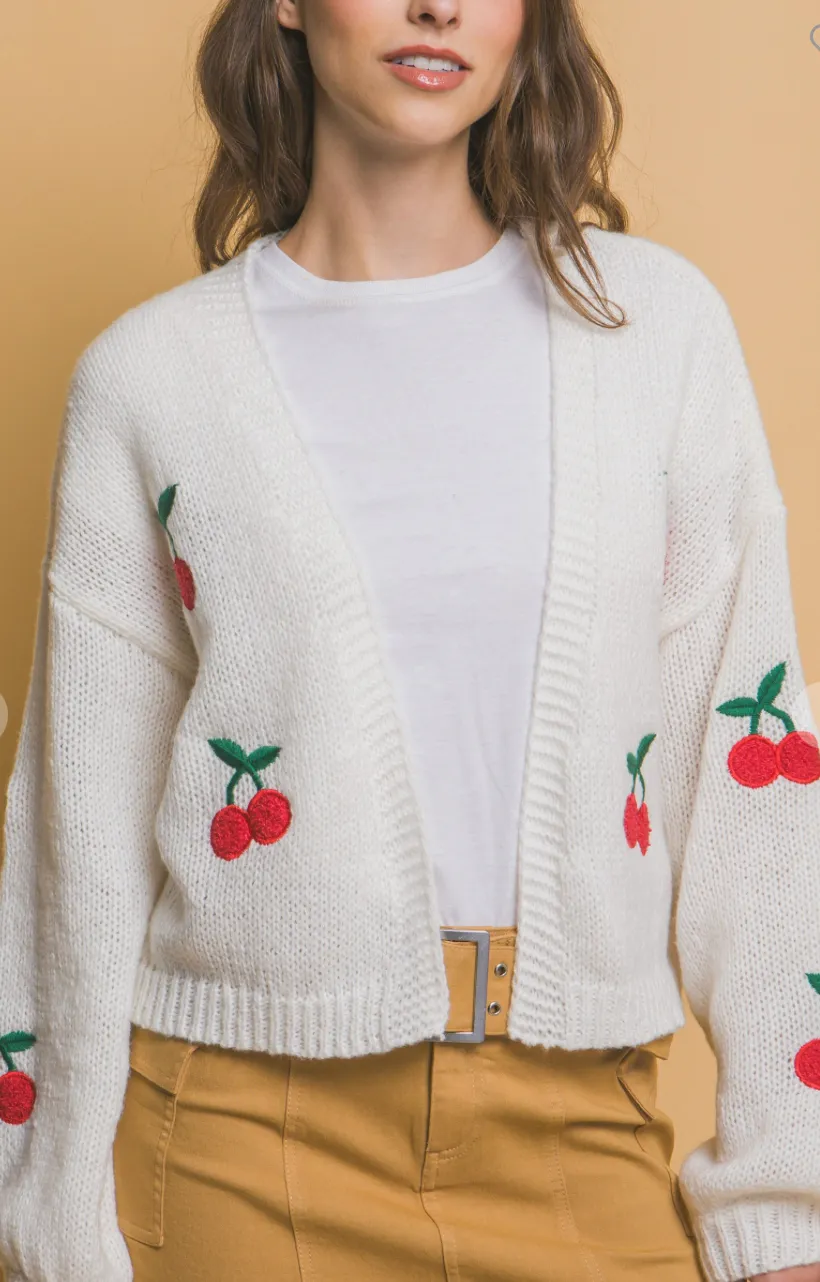Cherries Cardigan Off White