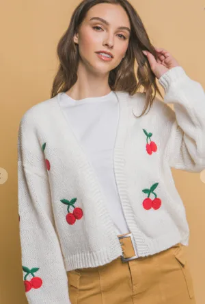 Cherries Cardigan Off White