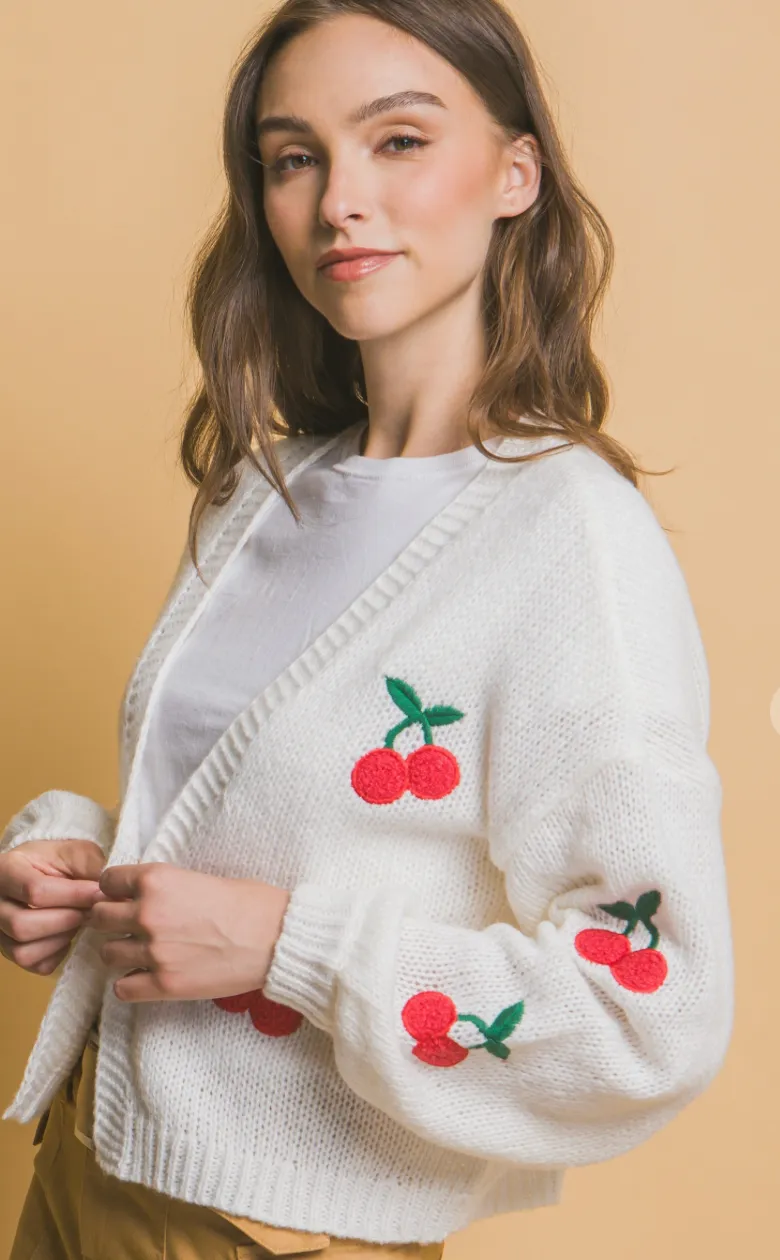 Cherries Cardigan Off White
