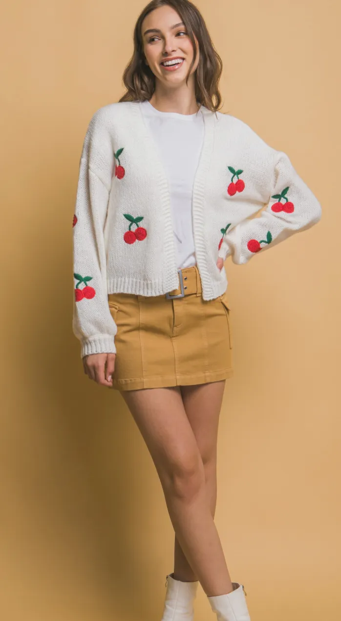 Cherries Cardigan Off White