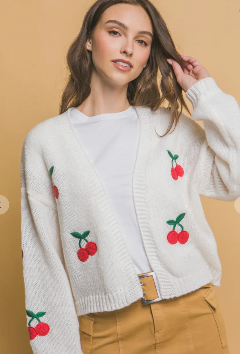 Cherries Cardigan Off White