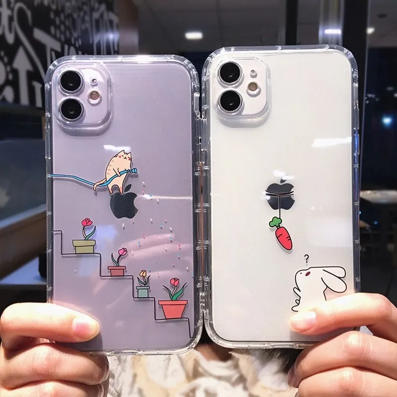 Cute Cartoon Cat Clear iPhone Case