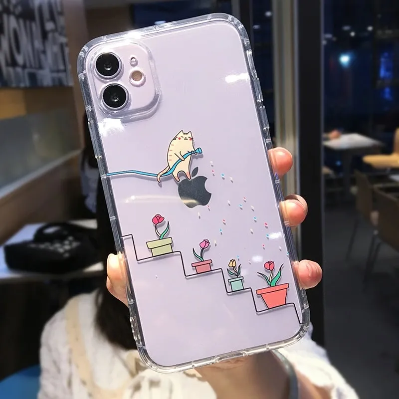 Cute Cartoon Cat Clear iPhone Case