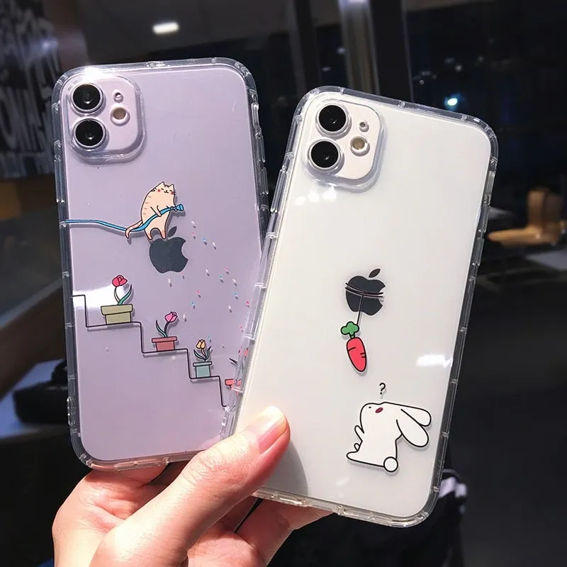 Cute Cartoon Cat Clear iPhone Case