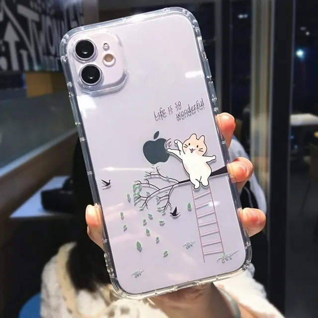 Cute Cartoon Cat Clear iPhone Case