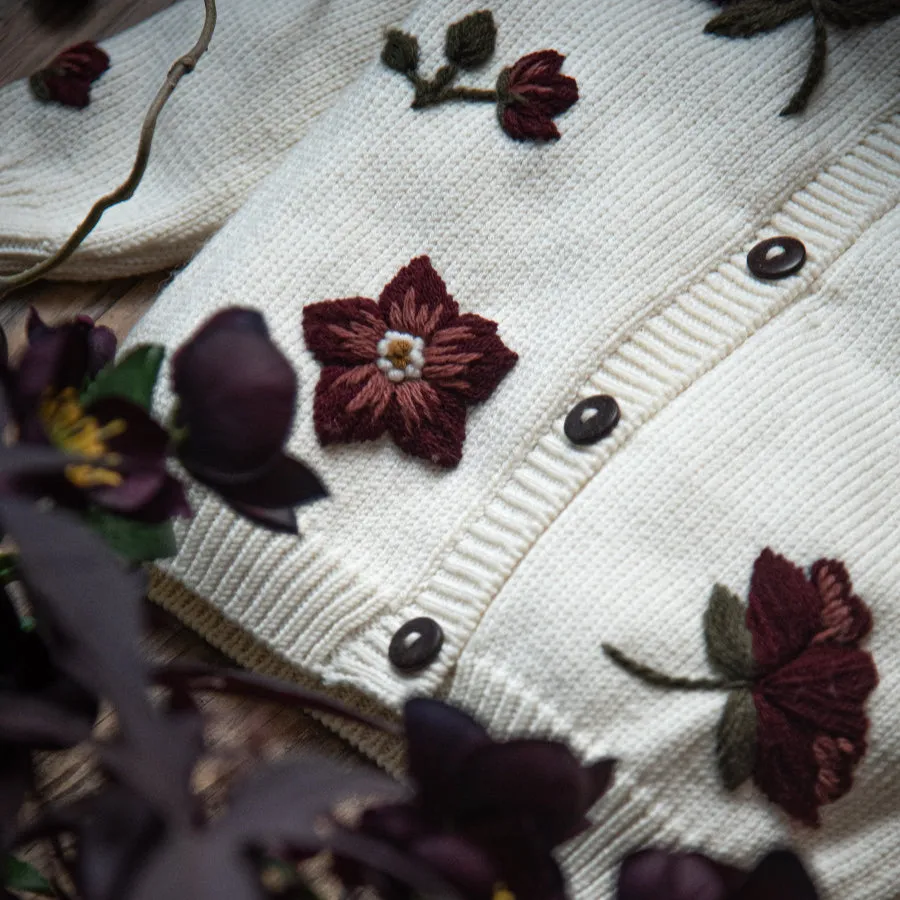 Hellebores cardigan - Cream White