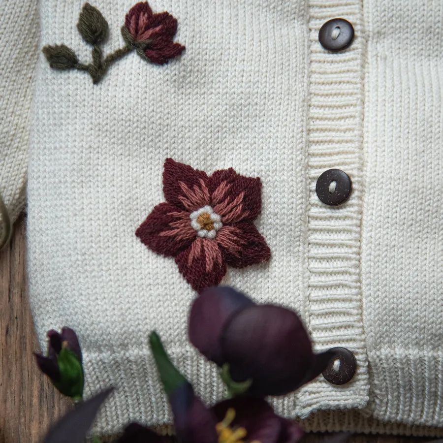 Hellebores cardigan - Cream White