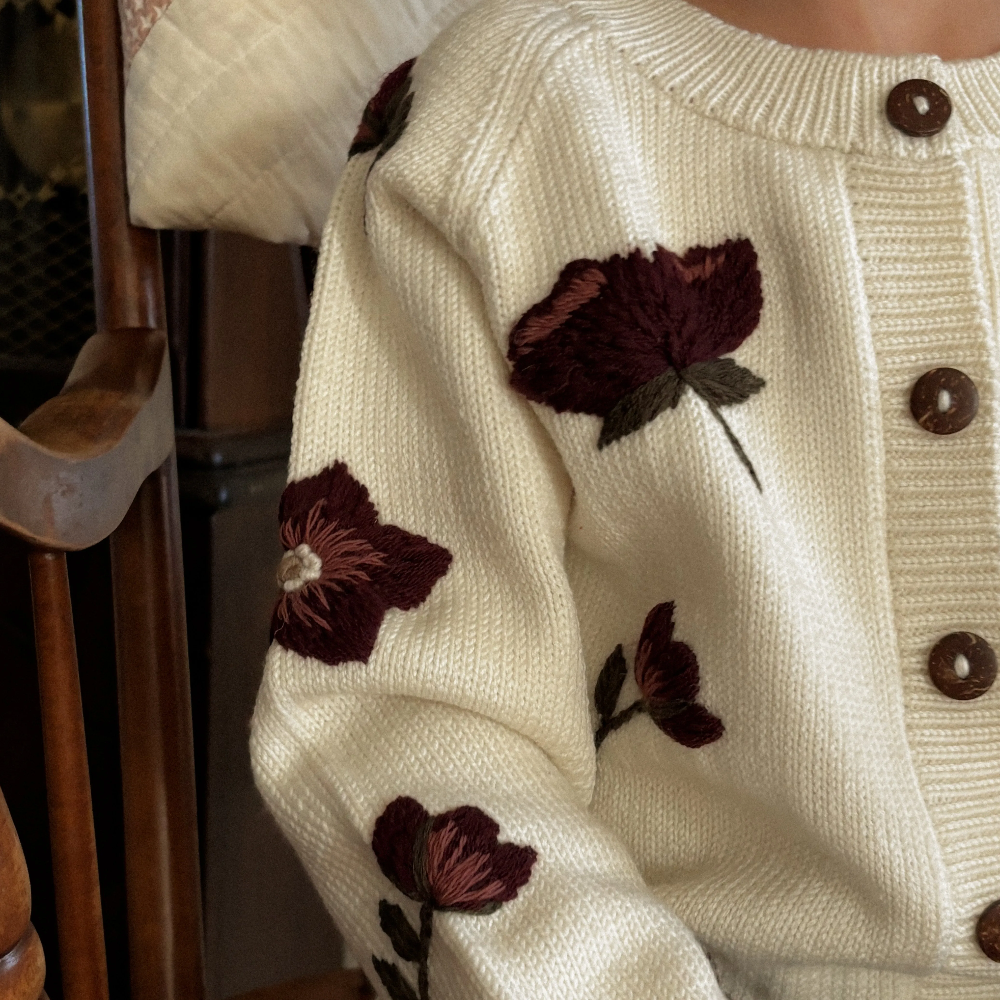 Hellebores cardigan - Cream White