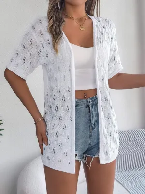 Knit open front cardigan - short sleeves