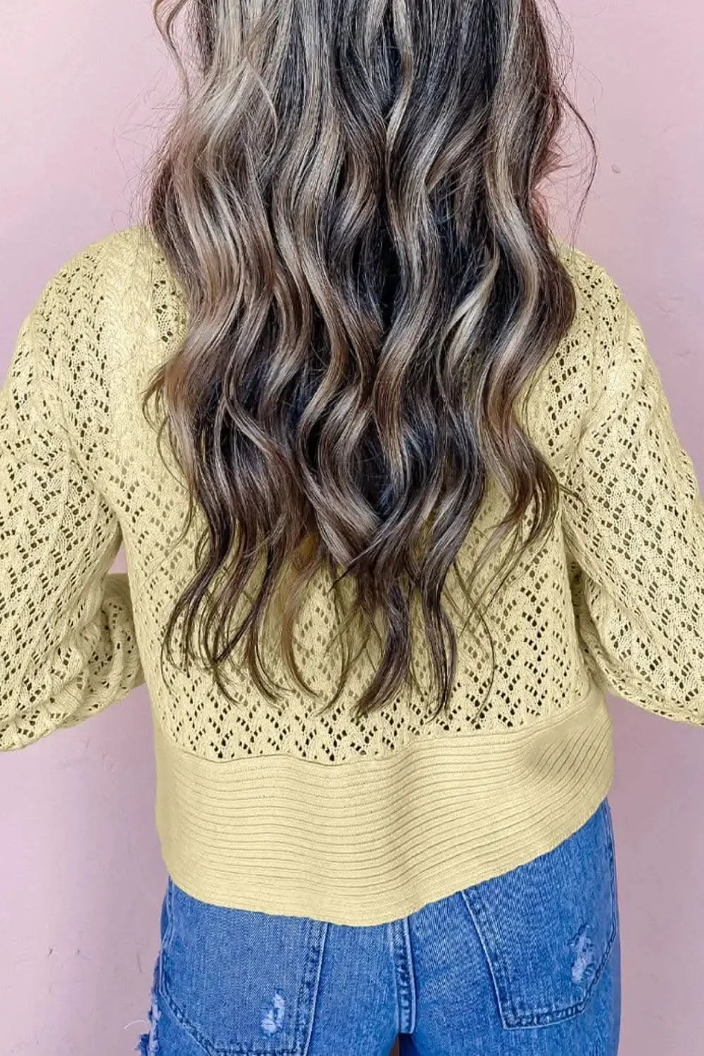 Lacy open front cardigan - long sleeve