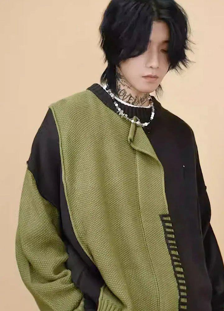 【Mz】Mending stitch layering knitwear  MZ0007