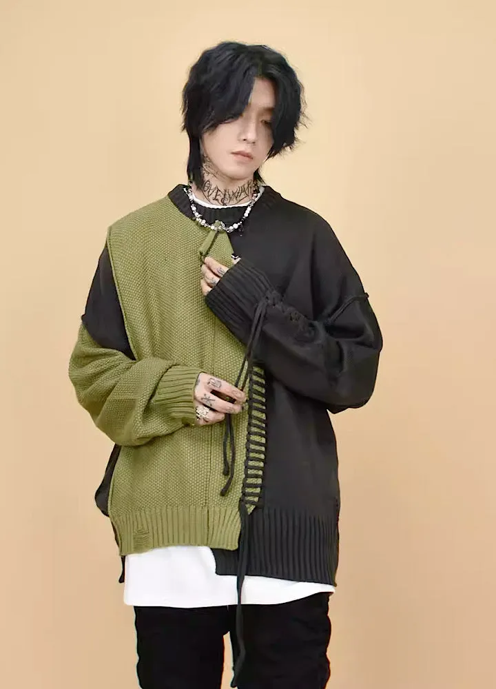 【Mz】Mending stitch layering knitwear  MZ0007