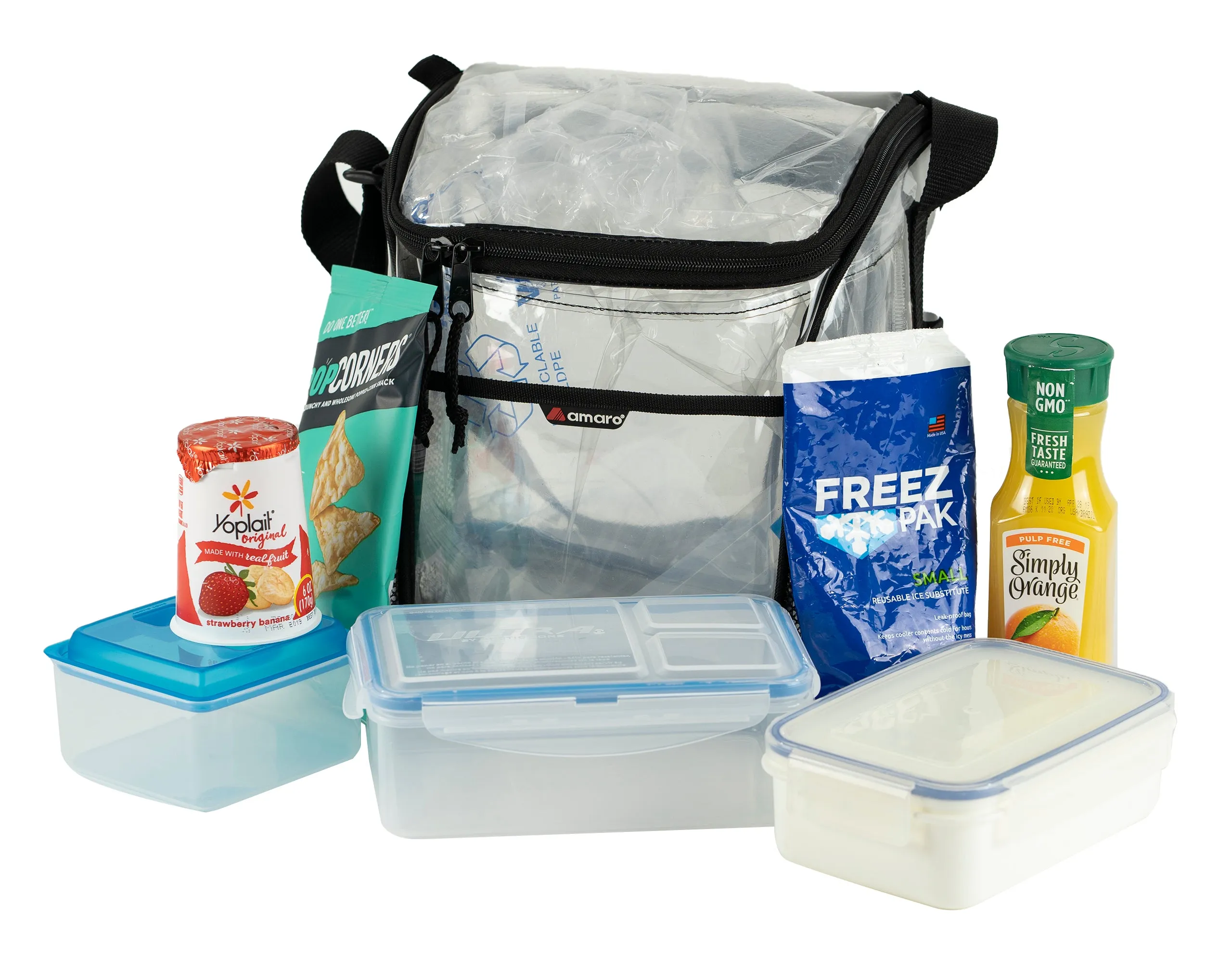 V.1 Amaro Clear Lunch Bag With Removable Insert - 9.75"LX8"WX9.5"H (MEDIUM)